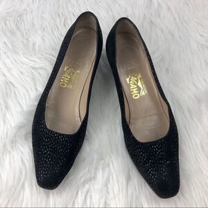 Salvatore Ferragamo Pebbled Suede Slip-On Shoes